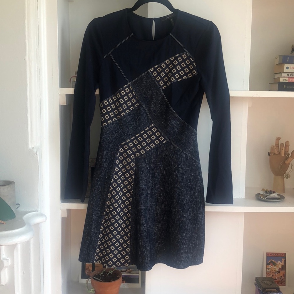 BCBG navy blue and white dress